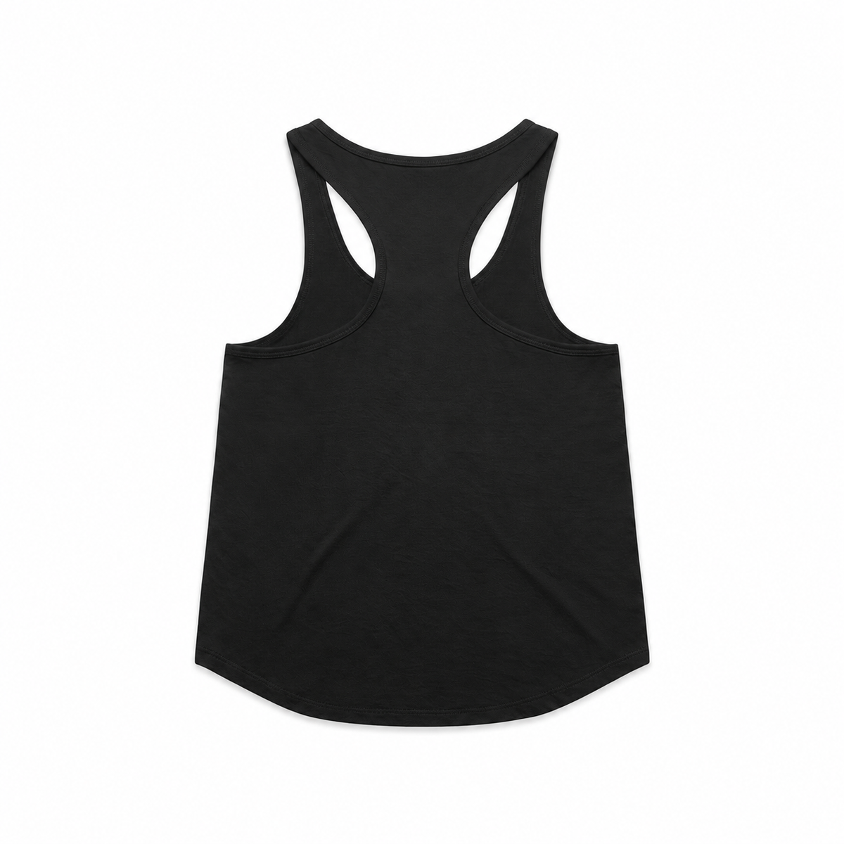 Back view of the Shepherd & Lamb Signature Women's Maple Racerback in Black, showing the racerback cut.