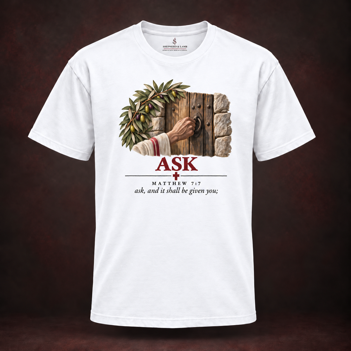 ASK Red Letter Studio White Bella+Canvas 3010 tee front view