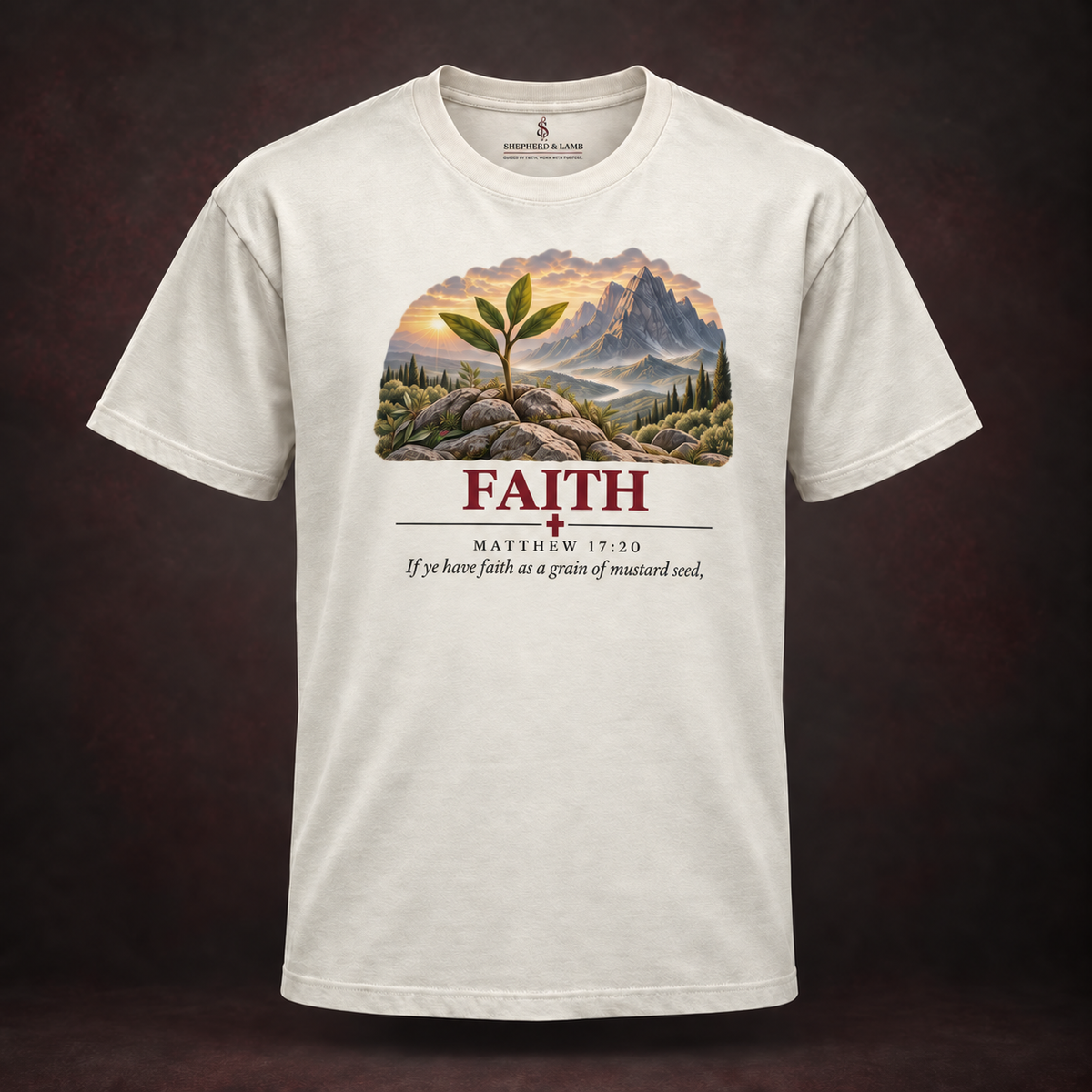 FAITH Red Letter Studio Natural Bella+Canvas 3010 tee front view