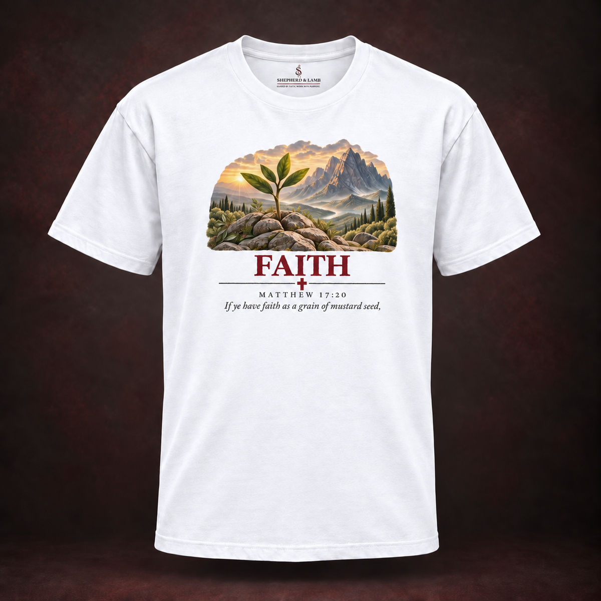 FAITH Red Letter Studio White Bella+Canvas 3010 tee front view