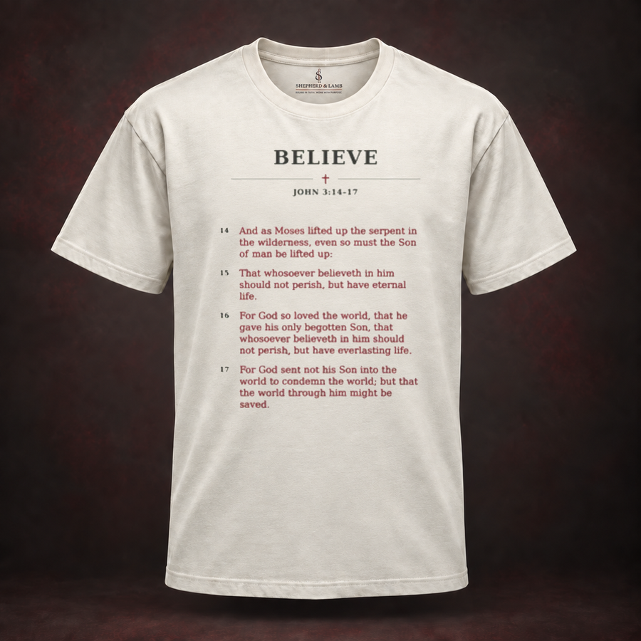 BELIEVE — Red Letter His Words Tee