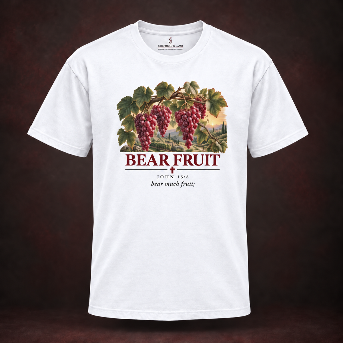 BEAR FRUIT Red Letter Studio White Bella+Canvas 3010 tee front view