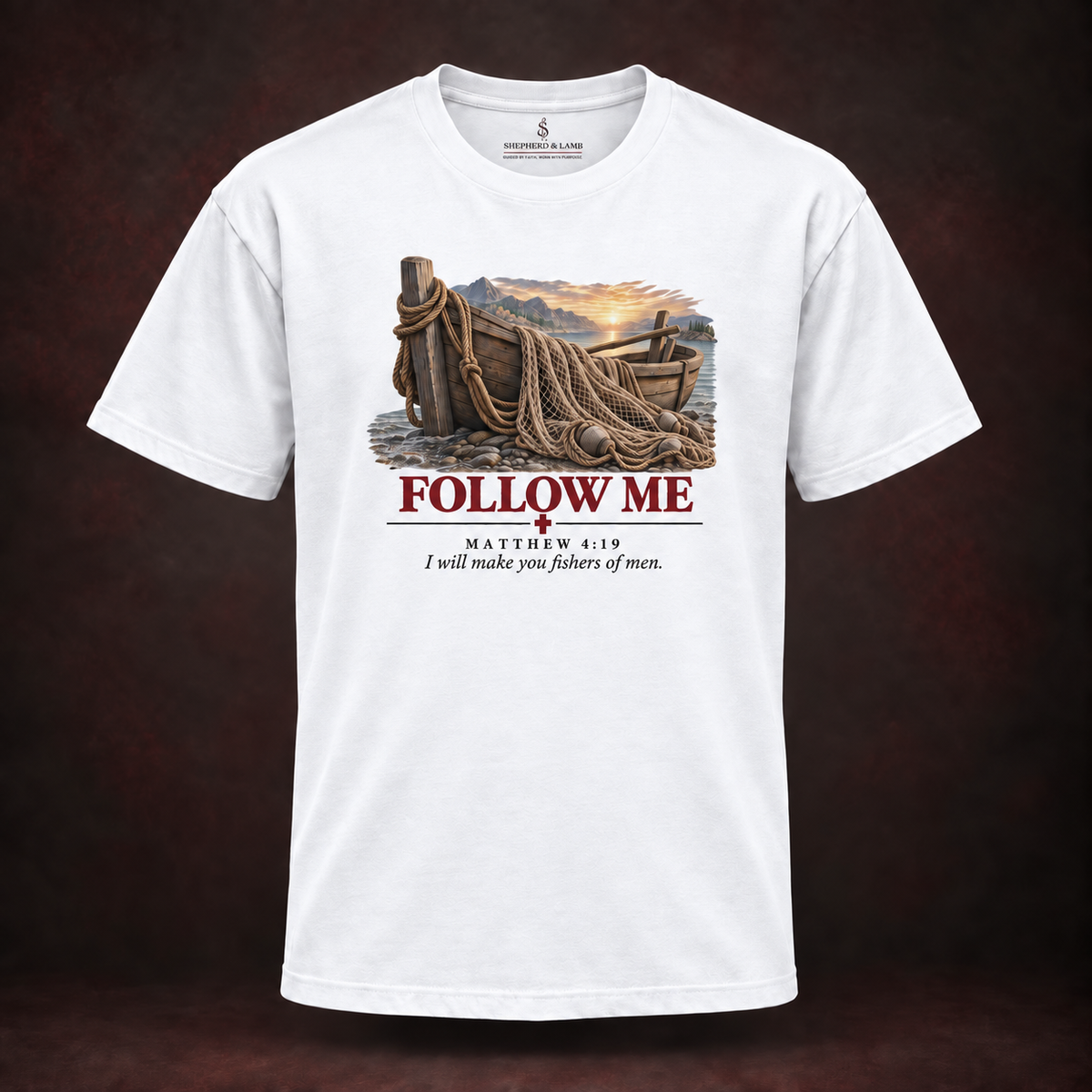 FOLLOW ME Red Letter Studio White Bella+Canvas 3010 tee front view