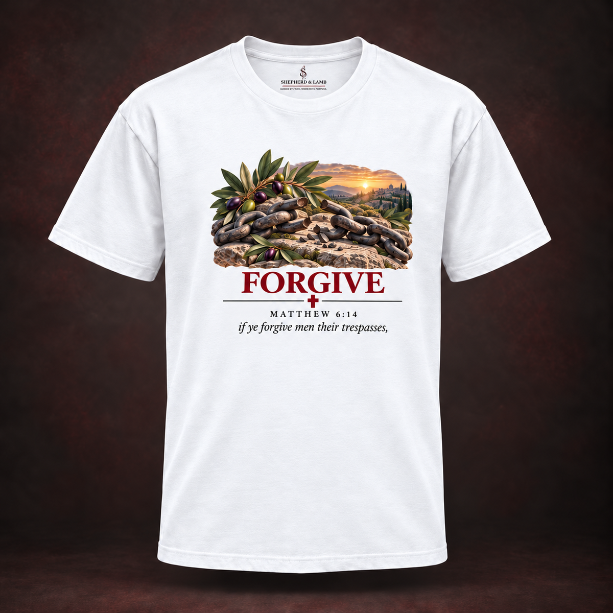 FORGIVE Red Letter Studio White Bella+Canvas 3010 tee front view