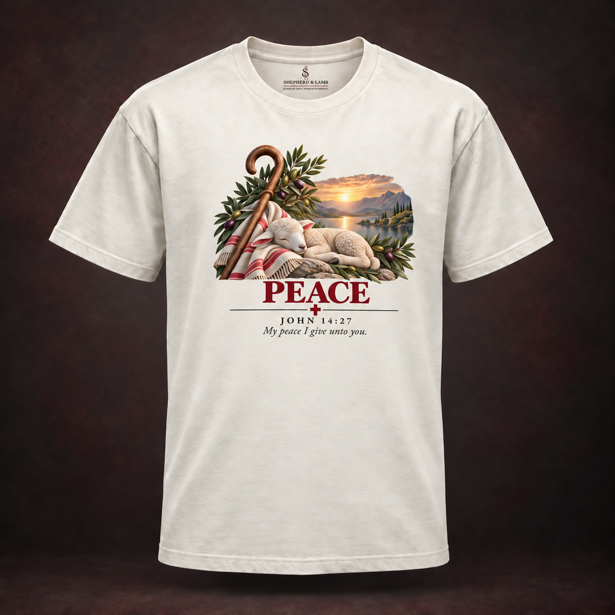 PEACE Red Letter Studio Natural Bella+Canvas 3010 tee front view