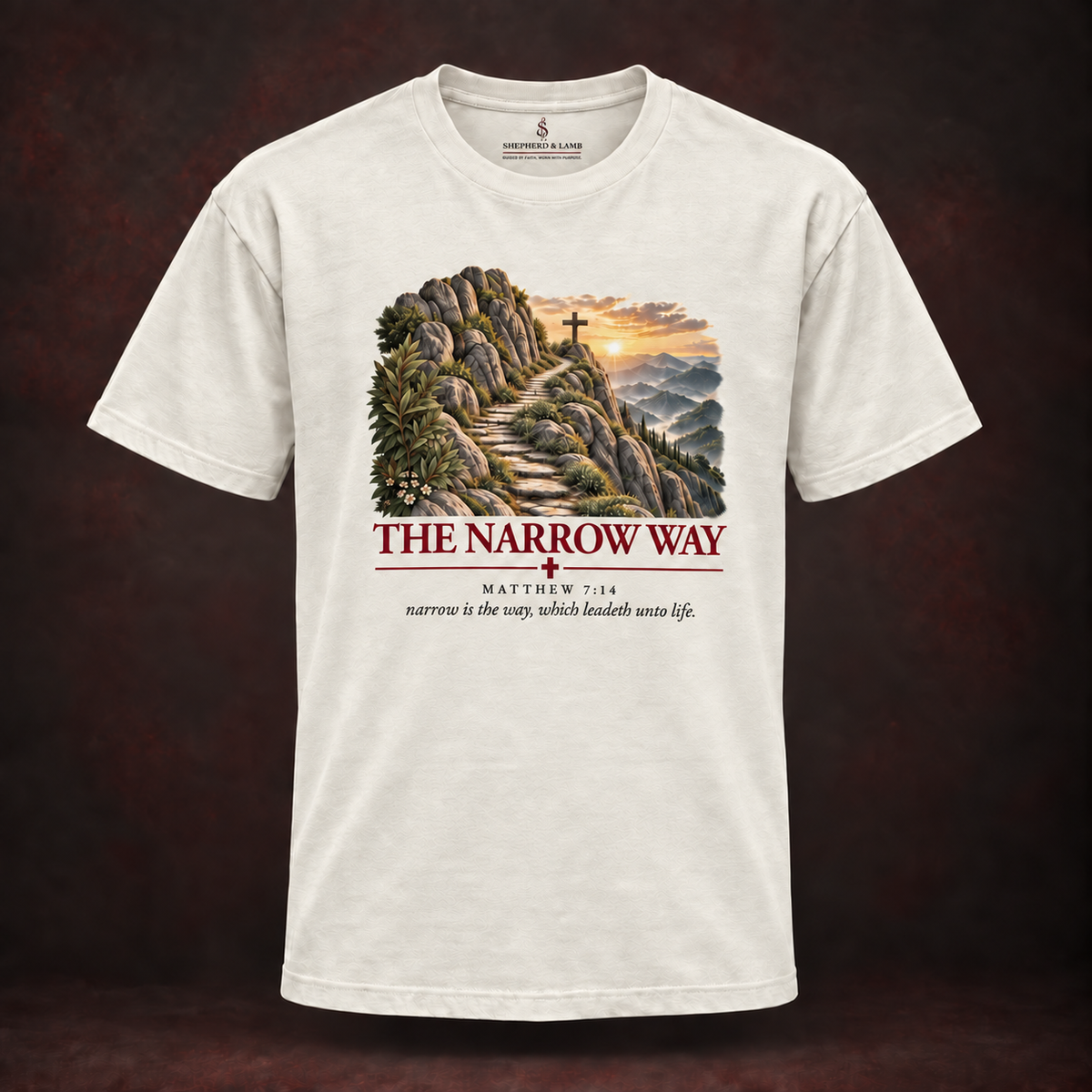 THE NARROW WAY Red Letter Studio Natural Bella+Canvas 3010 tee front view