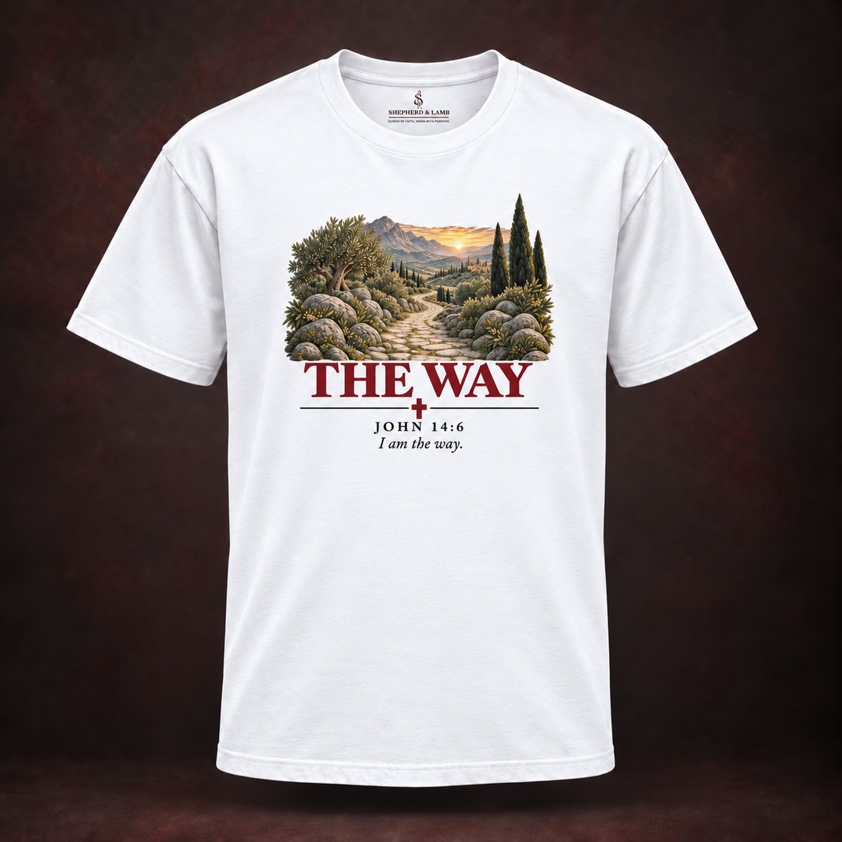 THE WAY Red Letter Studio White Bella+Canvas 3010 tee front view
