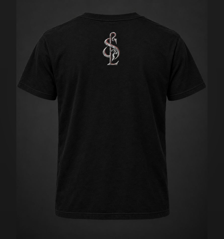Shepherd & Lamb Street black tee back Maker's Mark